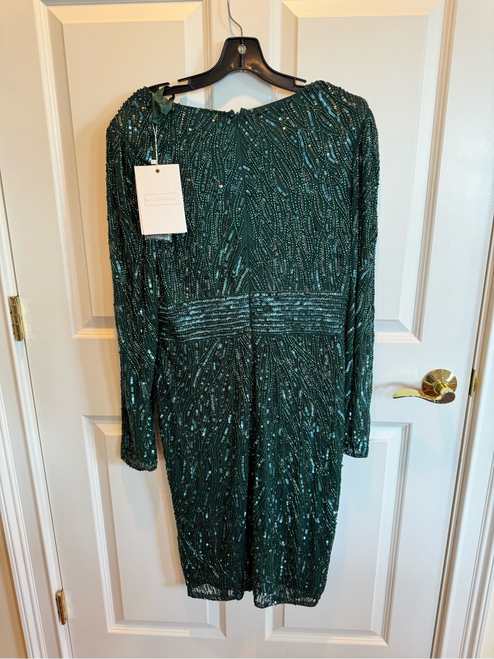 Mac Duggal Emerald Green Sequin Wrap-Front Cocktail Dress 4632 - Picture 5 of 7